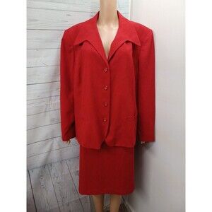 Executive Collection Red Skirt Suit Set Jacket Long Plus Sz 26W Modest Church